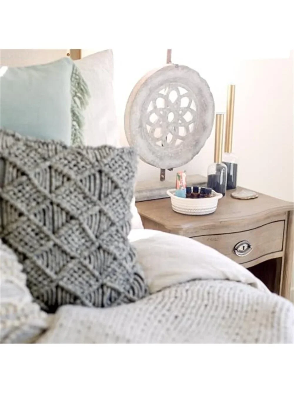 New NaturalCozy 5-Piece Round Woven Cotton Rope Storage Baskets for Organizing